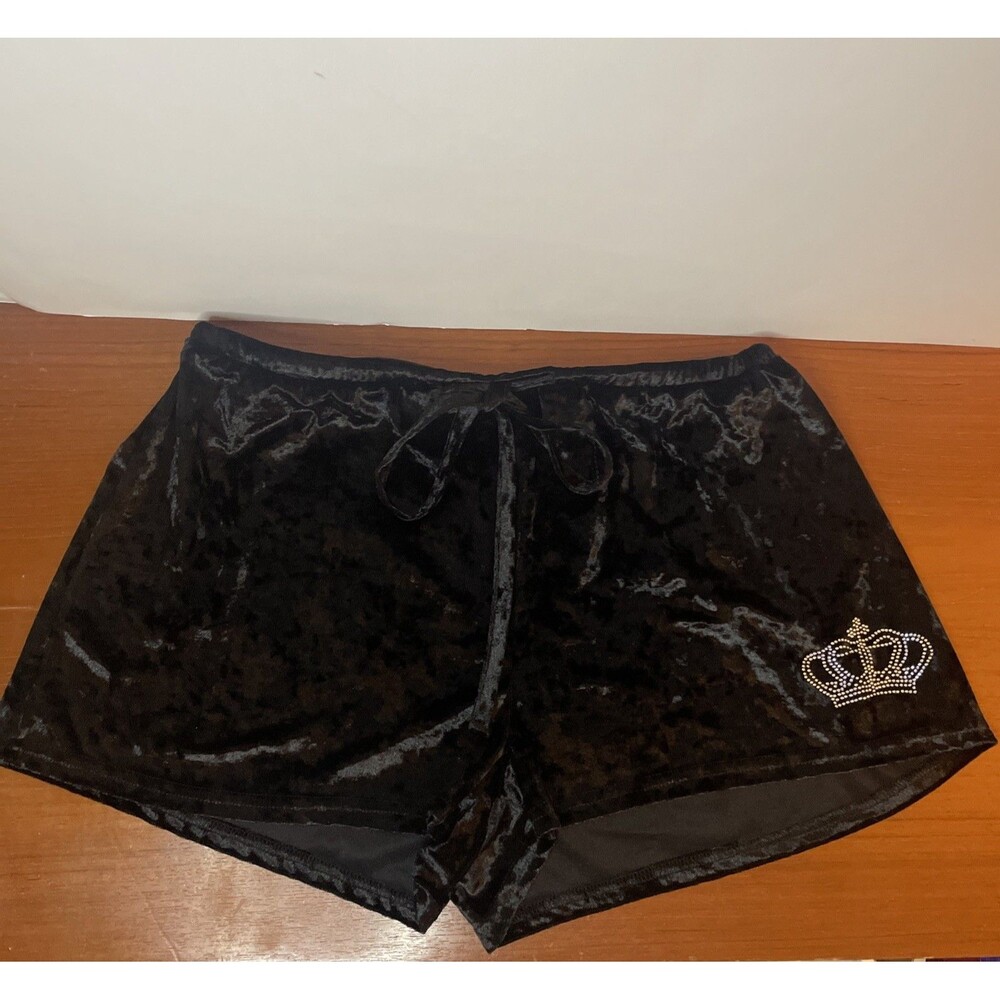 Juicy Couture Velour Shorts Sleepwear Black With Silver Bling Crown Women’s XL